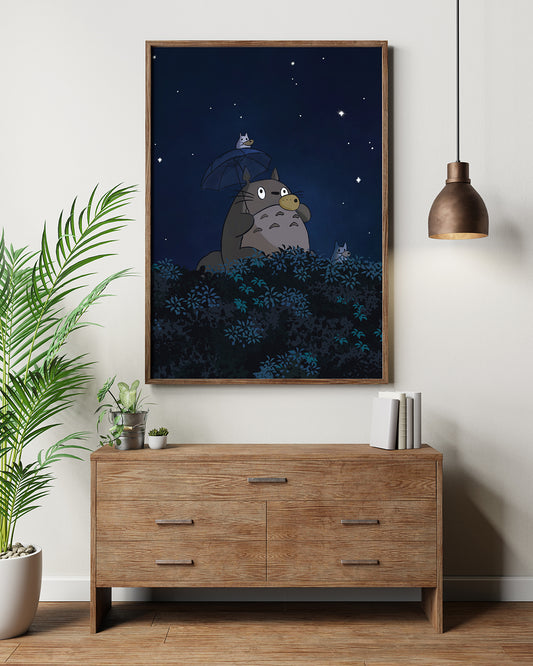 Totoro at Night - Studio Ghibli Poster
